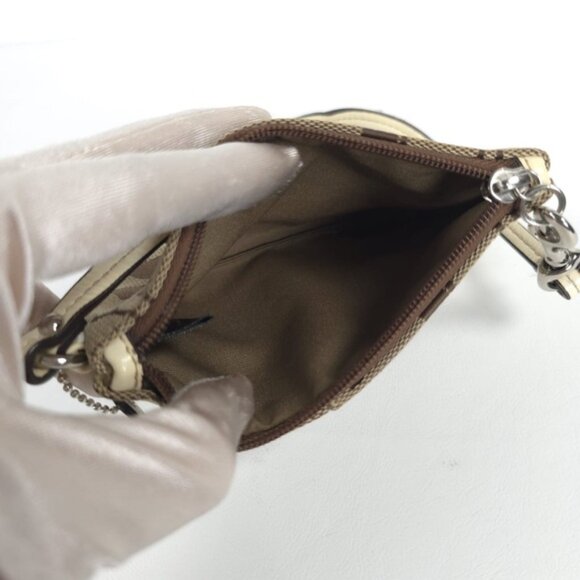 COACH LOGO Signature Brown Beige Wristlet 6X4 Inch - Picture 9 of 10